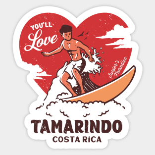 Vintage Surfing You'll Love Tamarindo, Costa Rica // Retro Surfer's Paradise Sticker